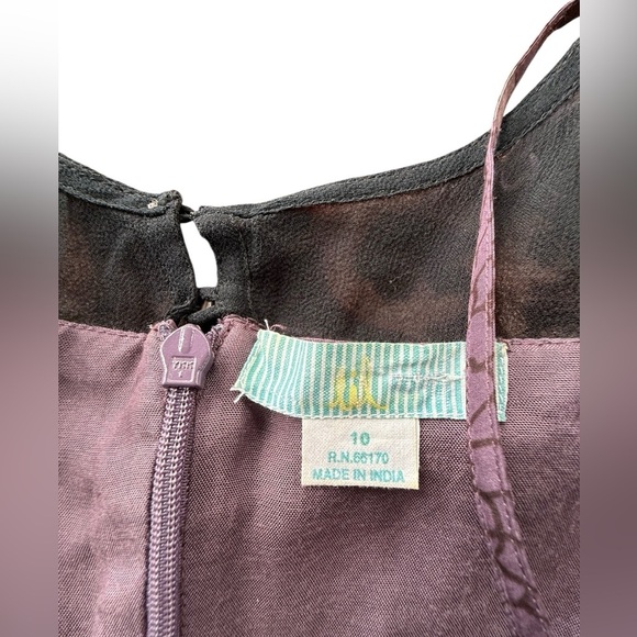 Anthropologie Lit Purple Ruffle 100% Silk Lace Dress Size 10 Lined Floral - Picture 7 of 9